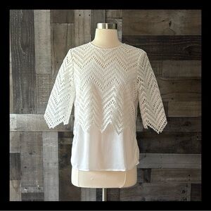 Maje H18 Losa Blanc top xsmall white zig zag crochet cottagecore coquette girl